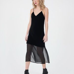 Gold Hawk Velvet Slip Dress w/Silk Underneath BLACK; Excellent Condition small